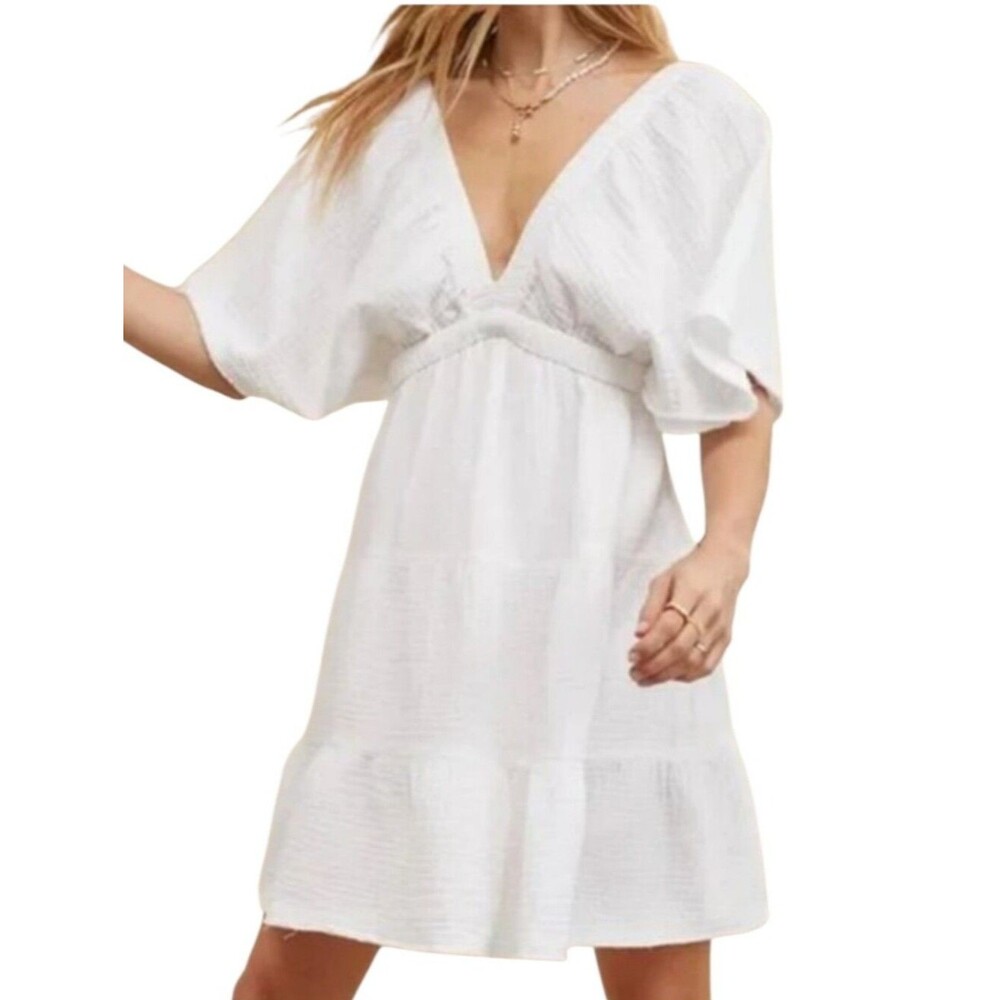 Aerie White Cotton Summer Mini Dress